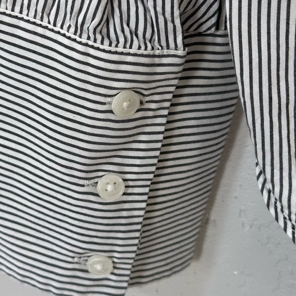 ANN TAYLOR Black & White Vertical Striped Round Neck Button Blouse Women’s S - Picture 11 of 12